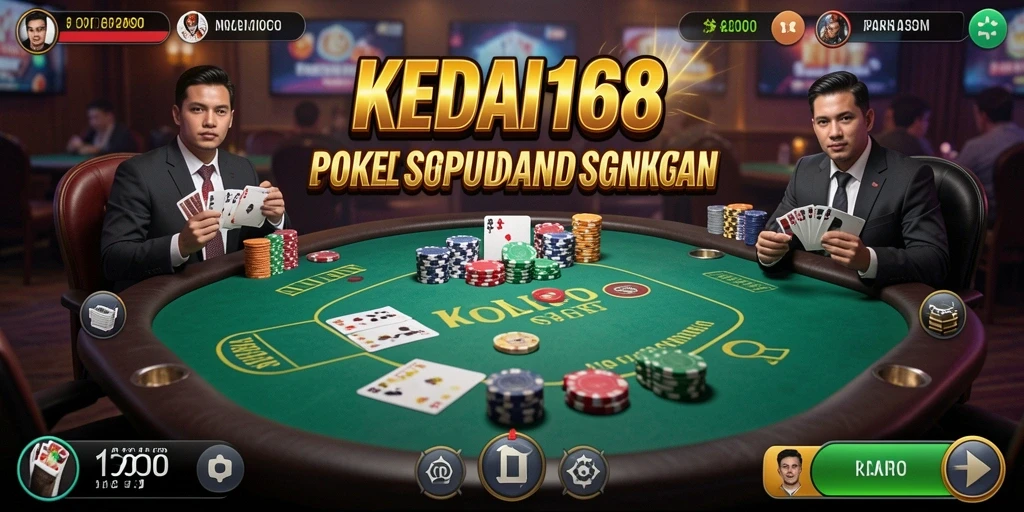 Tampilan utama KEDAI168 dengan gameplay poker yang seru.