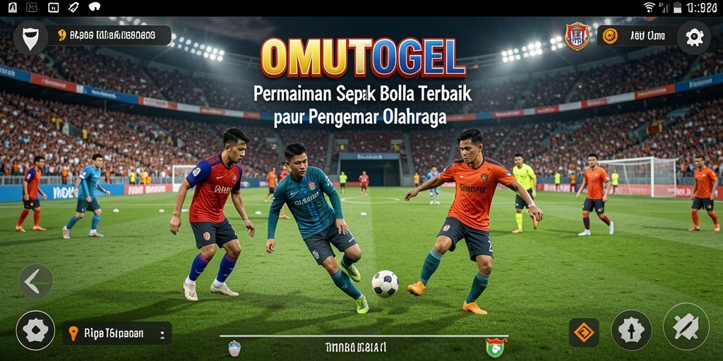 Screenshot menunjukkan aksi intens dalam permainan sepak bola di OMUTOGEL.
